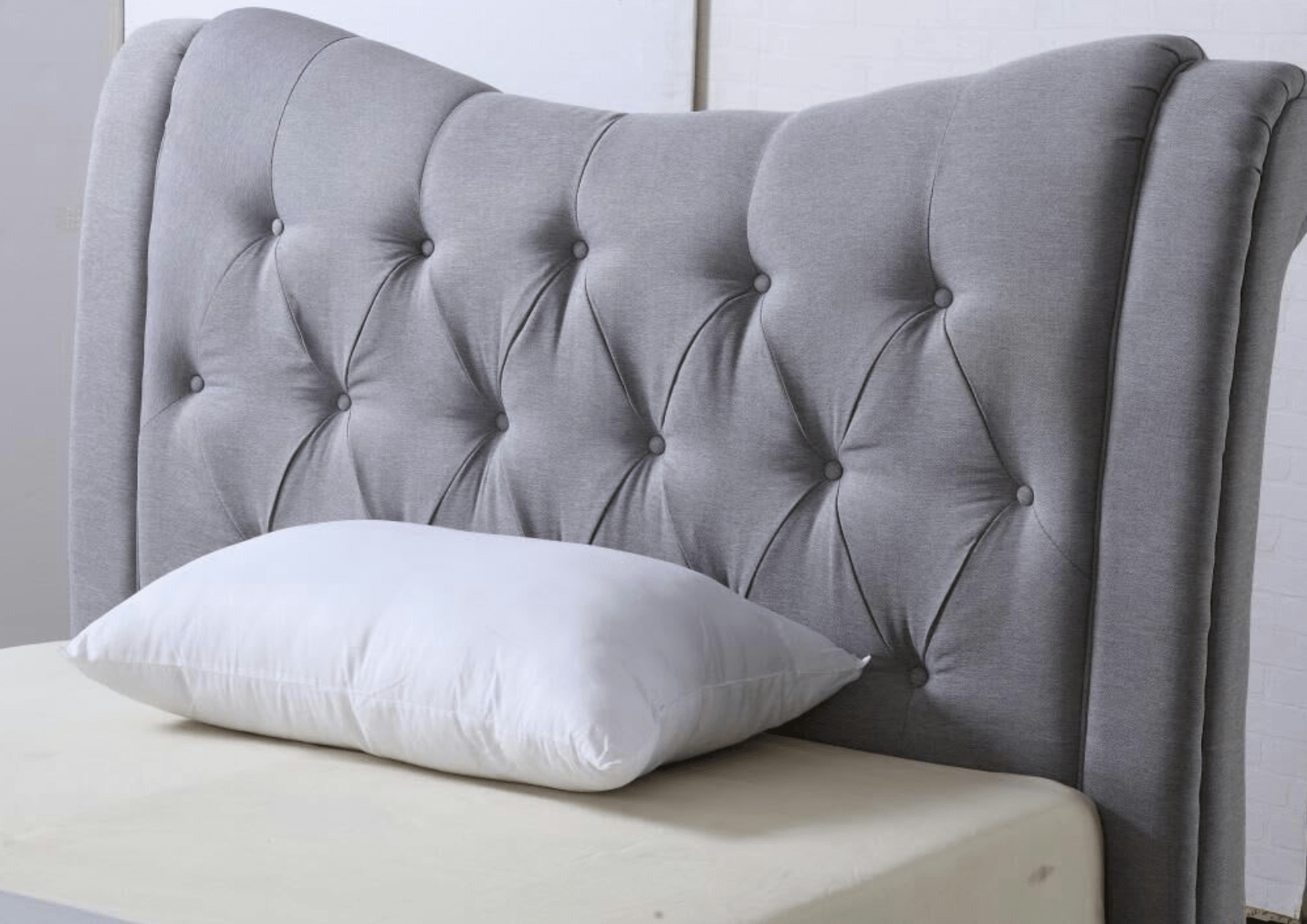 Arizona Grey Fabric Sleigh Bed - Luxury Interiors