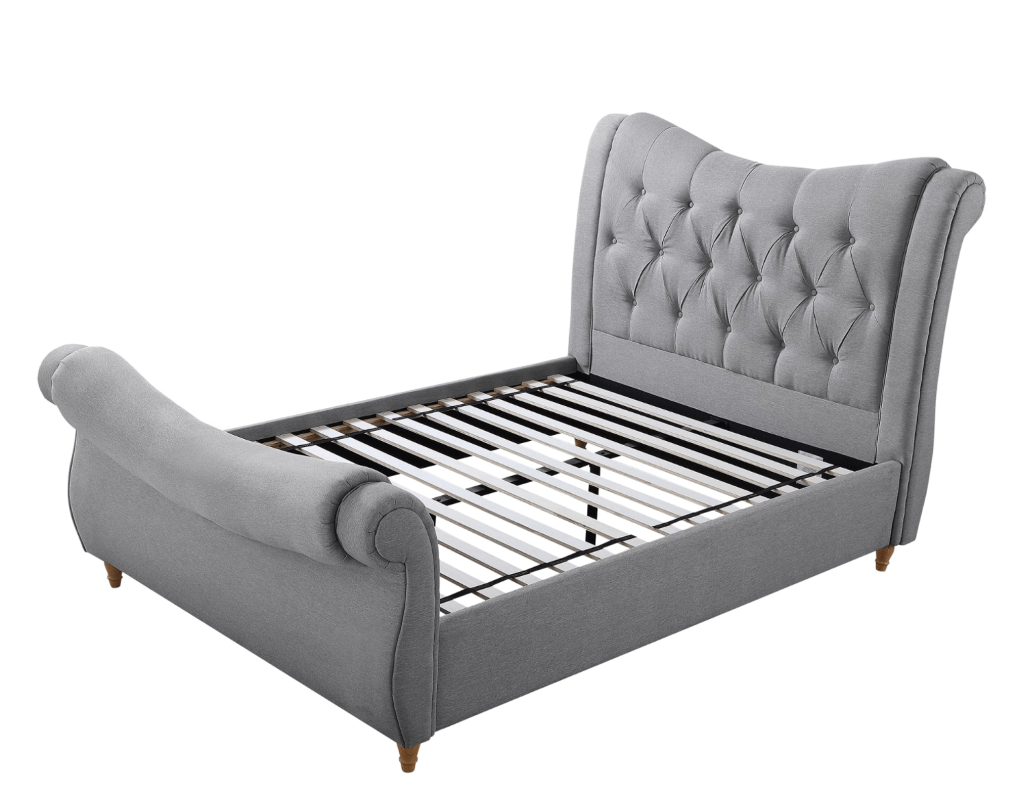 Arizona Grey Fabric Sleigh Bed - Luxury Interiors