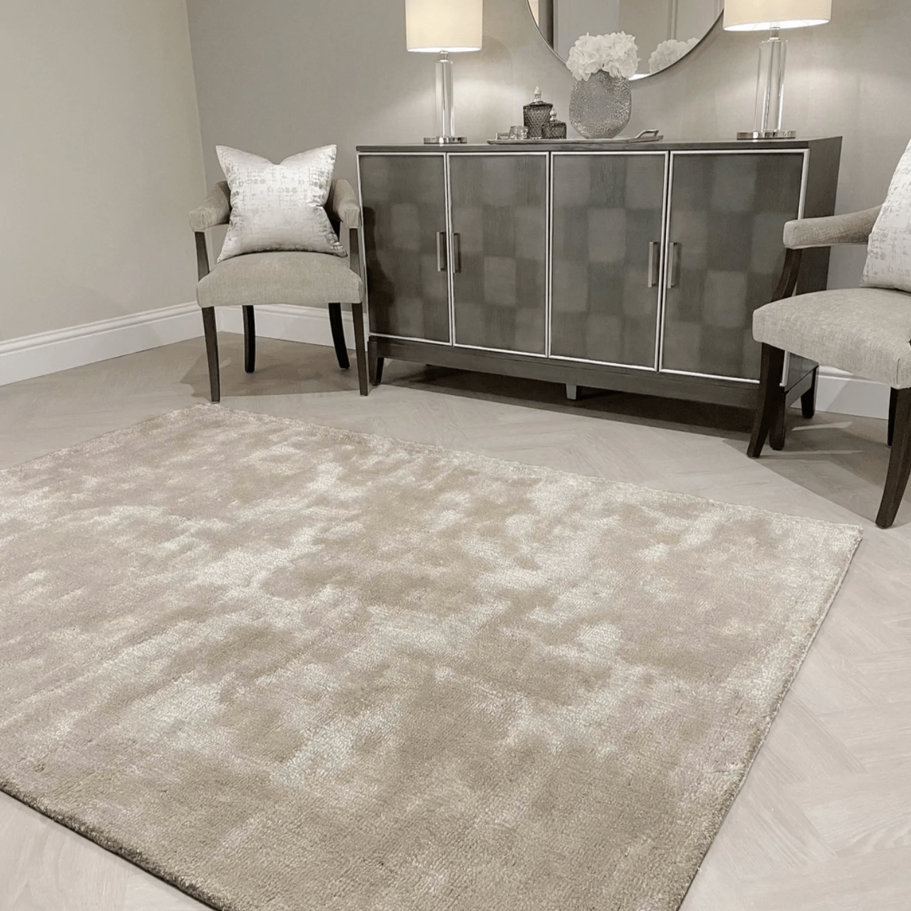 Prada Taupe Polyester Shaggy Rug - Luxury Interiors