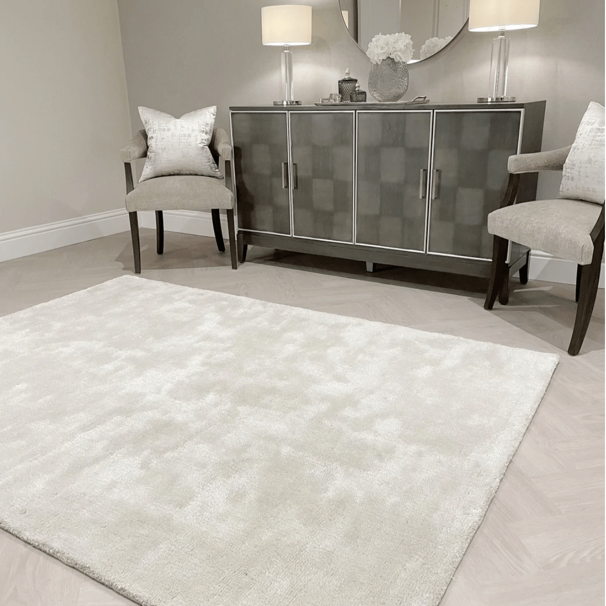 Prada Cream Polyester Shaggy Rug - Luxury Interiors