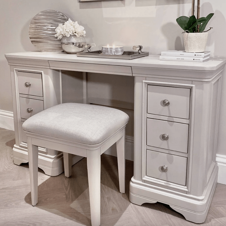 Maria Taupe Dressing Table & Stool - Luxury Interiors