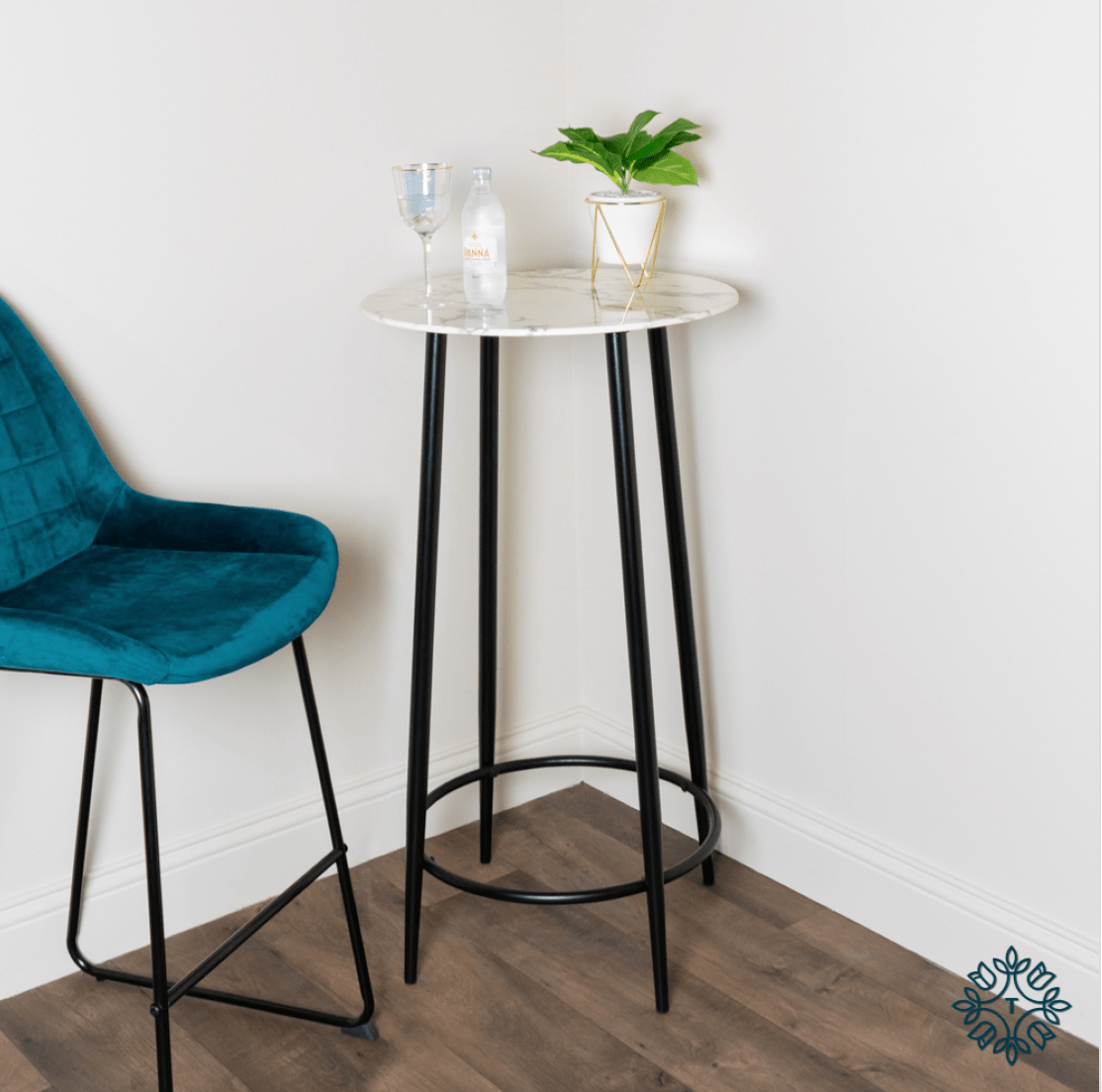 Sofia White Marble Bar Table - Luxury Interiors