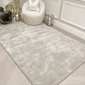 Prada Silver Grey Shaggy Rug - Luxury Interiors