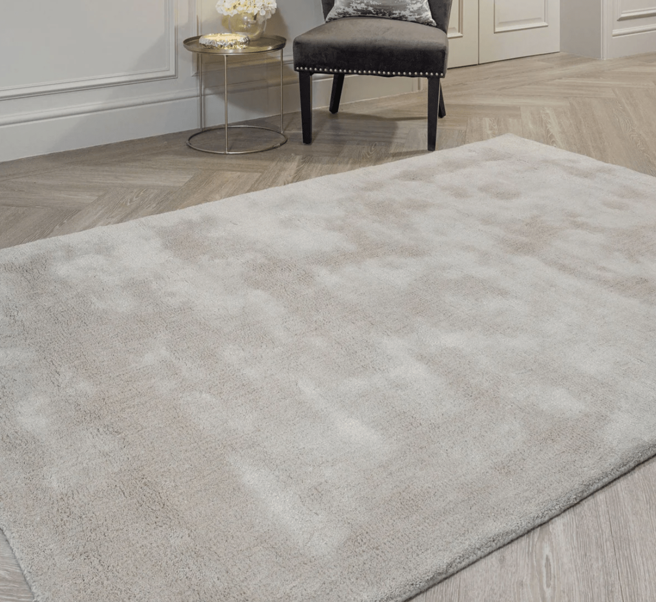 Prada Silver Grey Shaggy Rug - Luxury Interiors