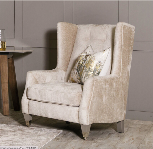 New Belvedere Chenille Throne Armchair - Luxury Interiors