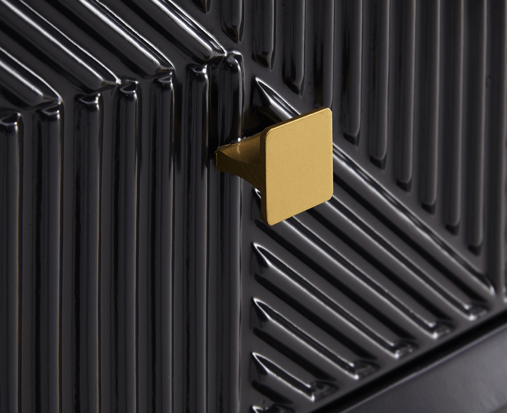 Orleans 2 Drawer Black & Gold Side Table - Luxury Interiors