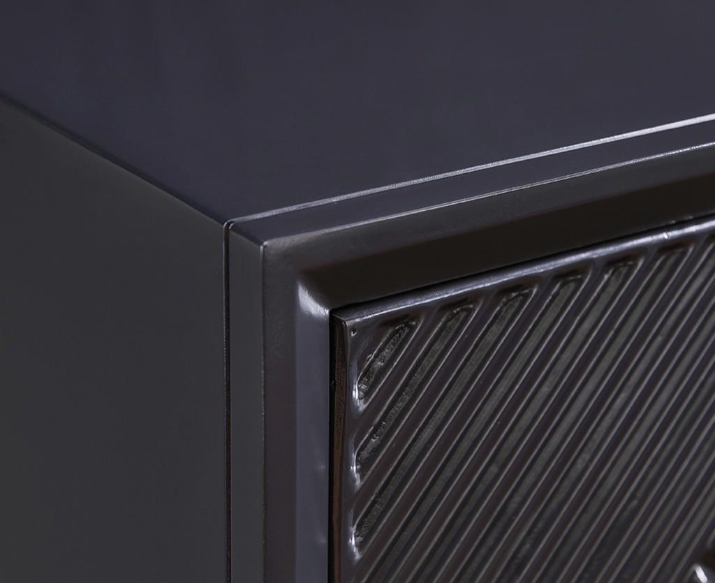 Orleans 2 Drawer Black & Gold Side Table - Luxury Interiors