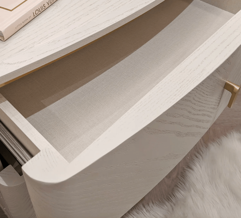Darcy 2 Drawer Bedside Table Stone - Luxury Interiors