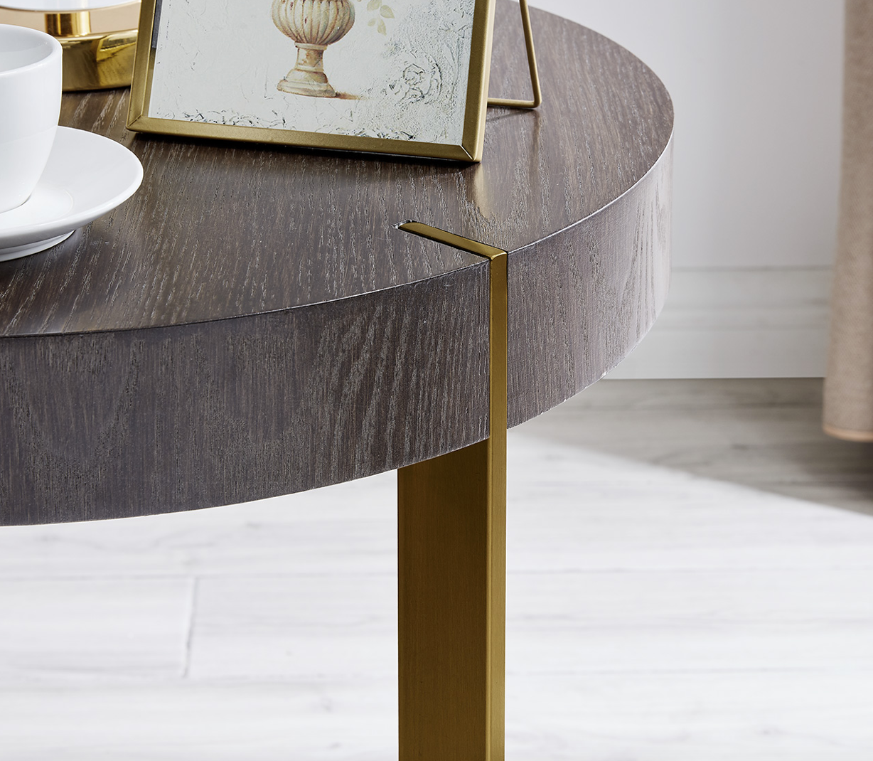 Sanremero Gold & Wood Lamp Table - Luxury Interiors