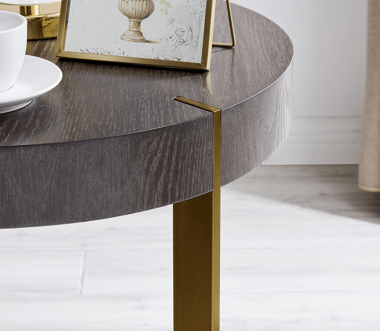 Sanremero Gold & Wood Lamp Table