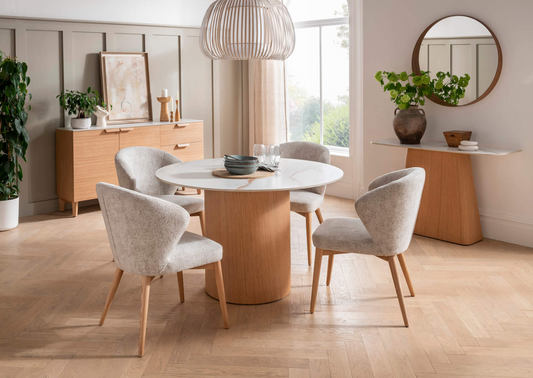 Evie Modern Round Dining Set - Luxury Interiors