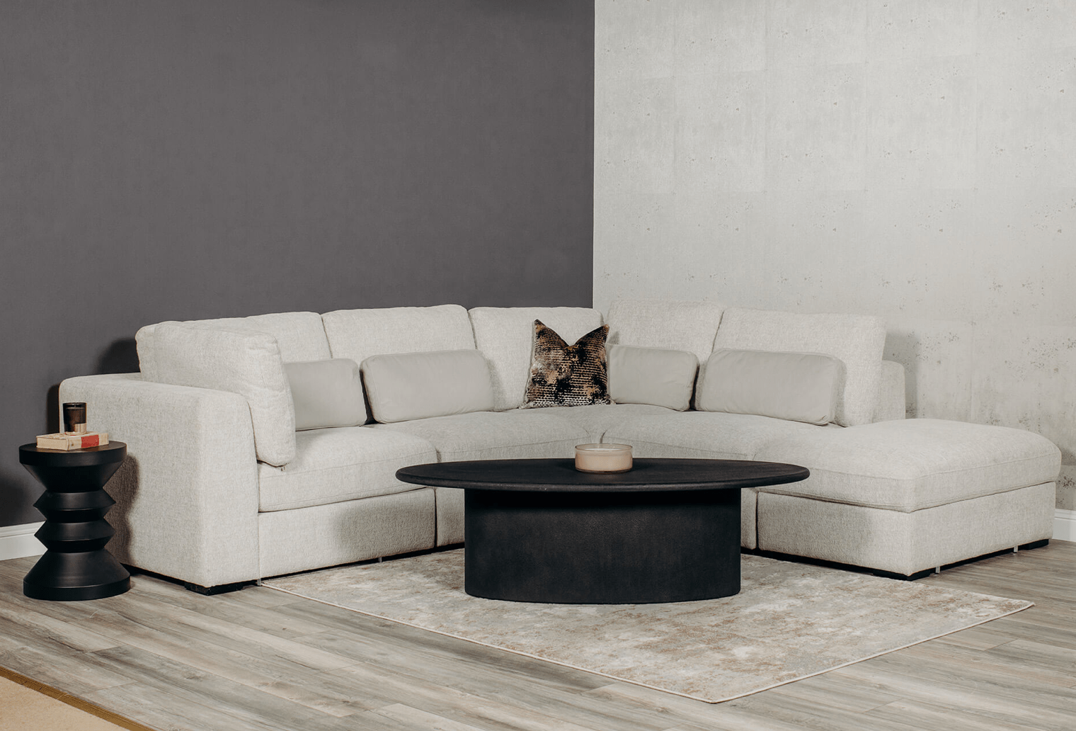Ziola Stone Inspired Coffee Table - Cream / Black - Luxury Interiors