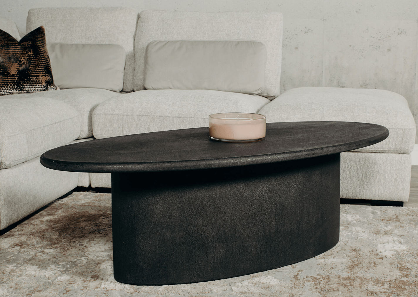 Ziola Stone Inspired Coffee Table - Cream / Black - Luxury Interiors