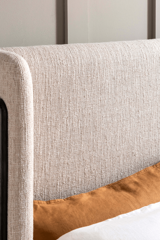Rona Fabric Bed in Ebony - Luxury Interiors