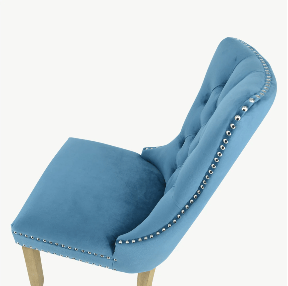 Kacy Button Back Velvet Dining Chairs Teal (Pair) - Luxury Interiors