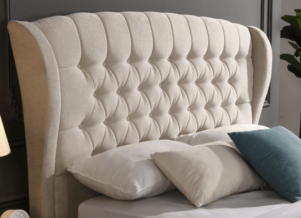 Rio Lily Gas-Lift Ottoman Bed Beige (FREE DELIVERY) - Luxury Interiors