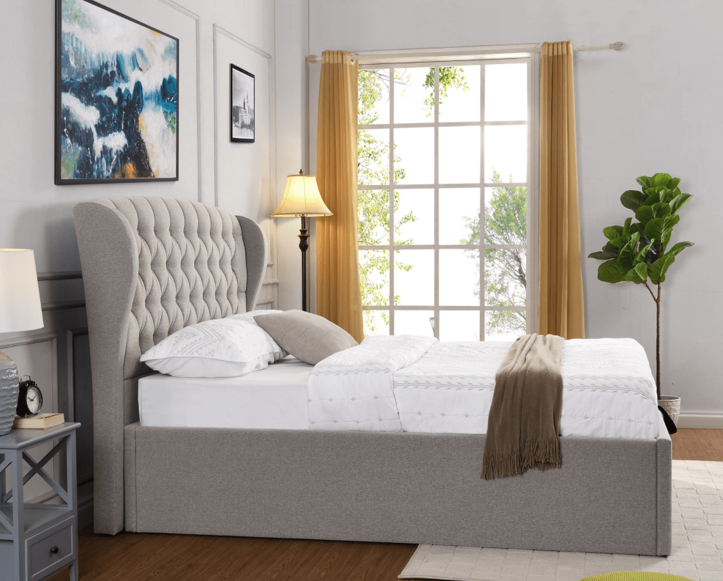 Parker Grey Linen Storage Bed