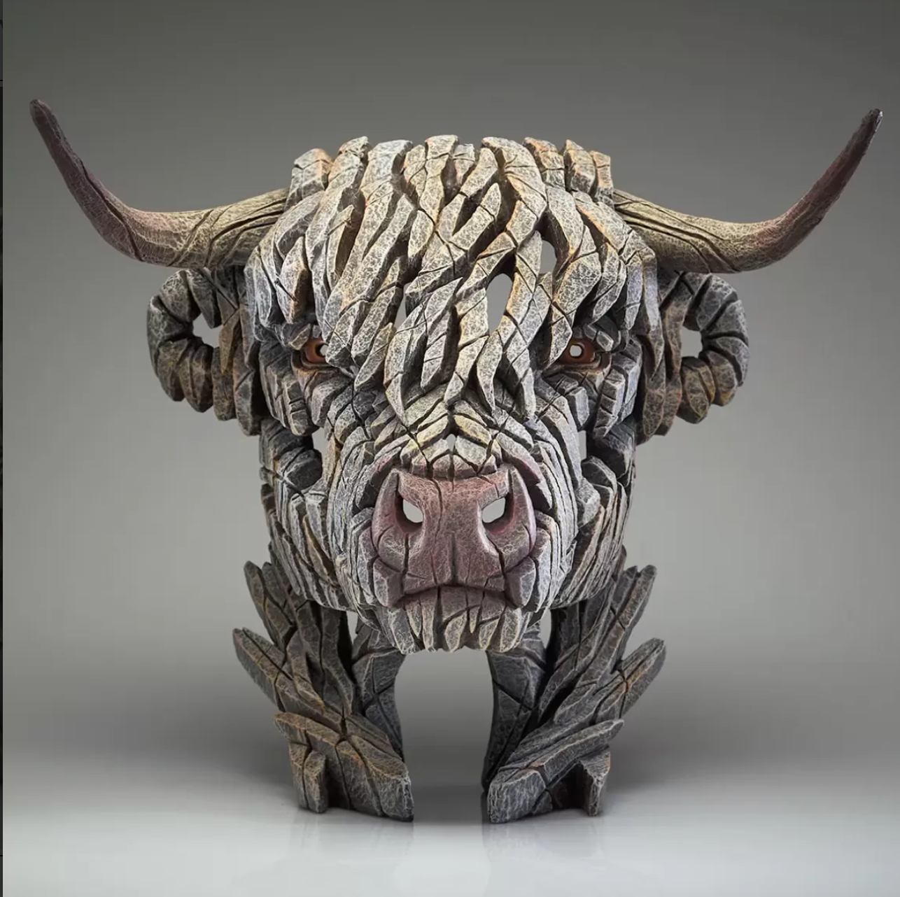 Edge Sculpture White Highland Cow Bust - Luxury Interiors