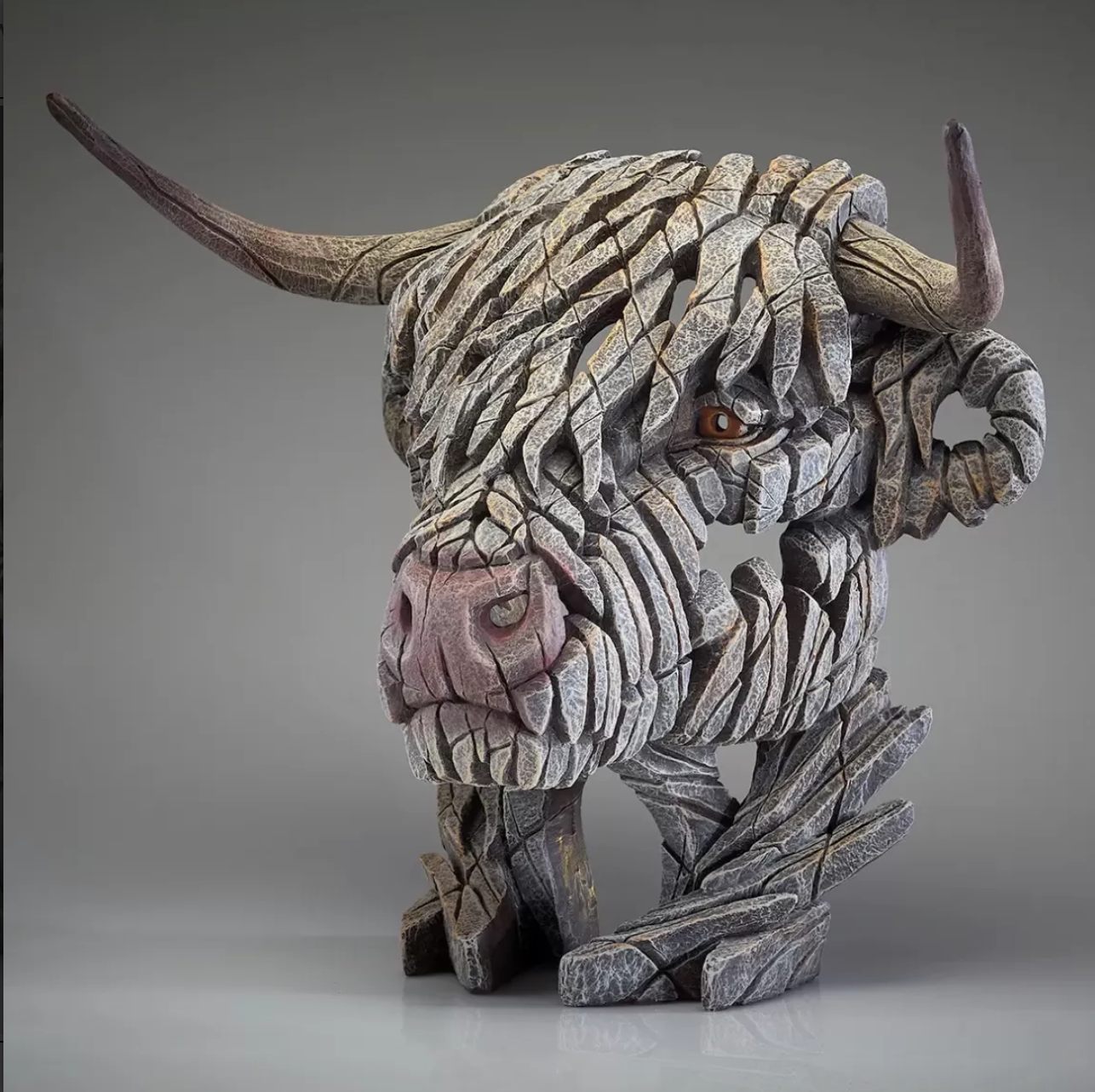 Edge Sculpture White Highland Cow Bust - Luxury Interiors