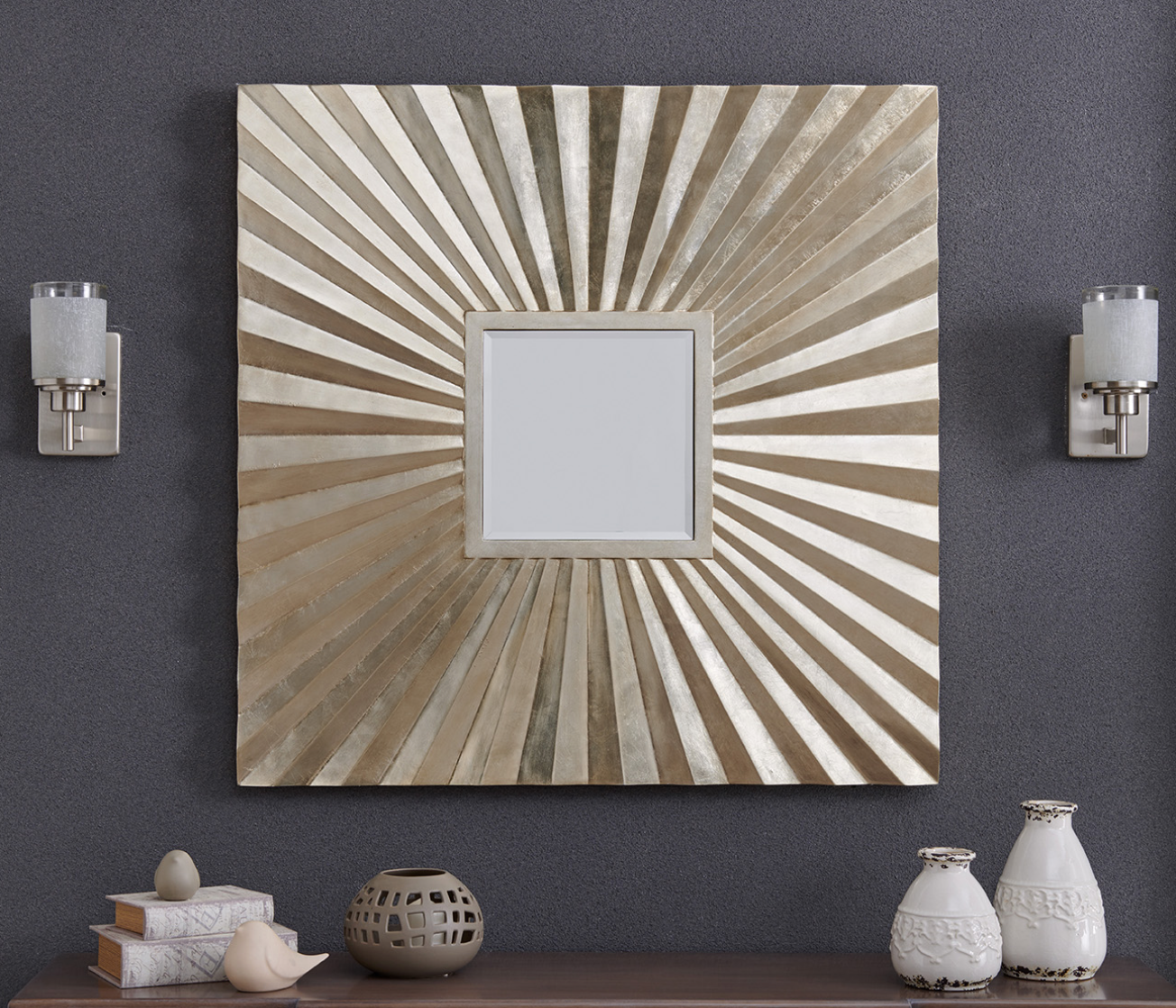 Berlino Gold Square Mirror - Luxury Interiors