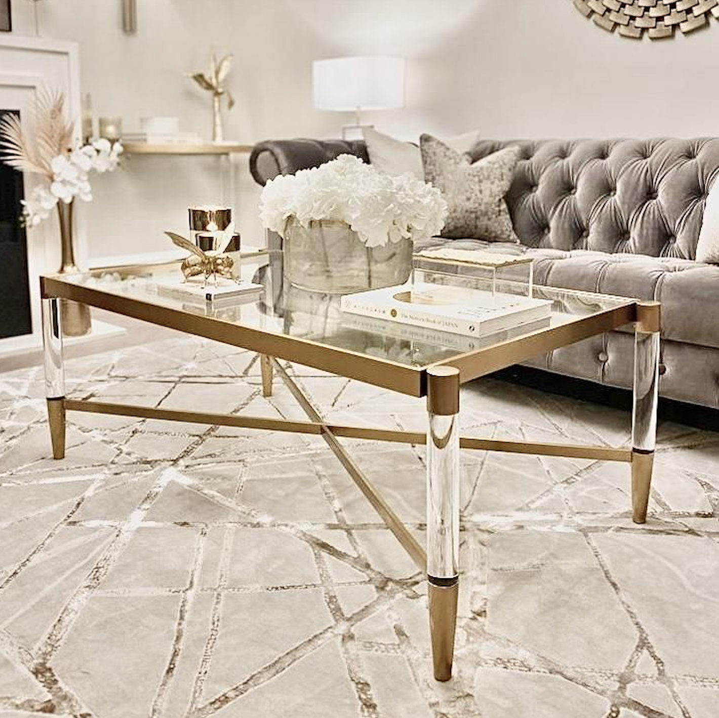 Marissa Gold & Glass Coffee Table - Luxury Interiors