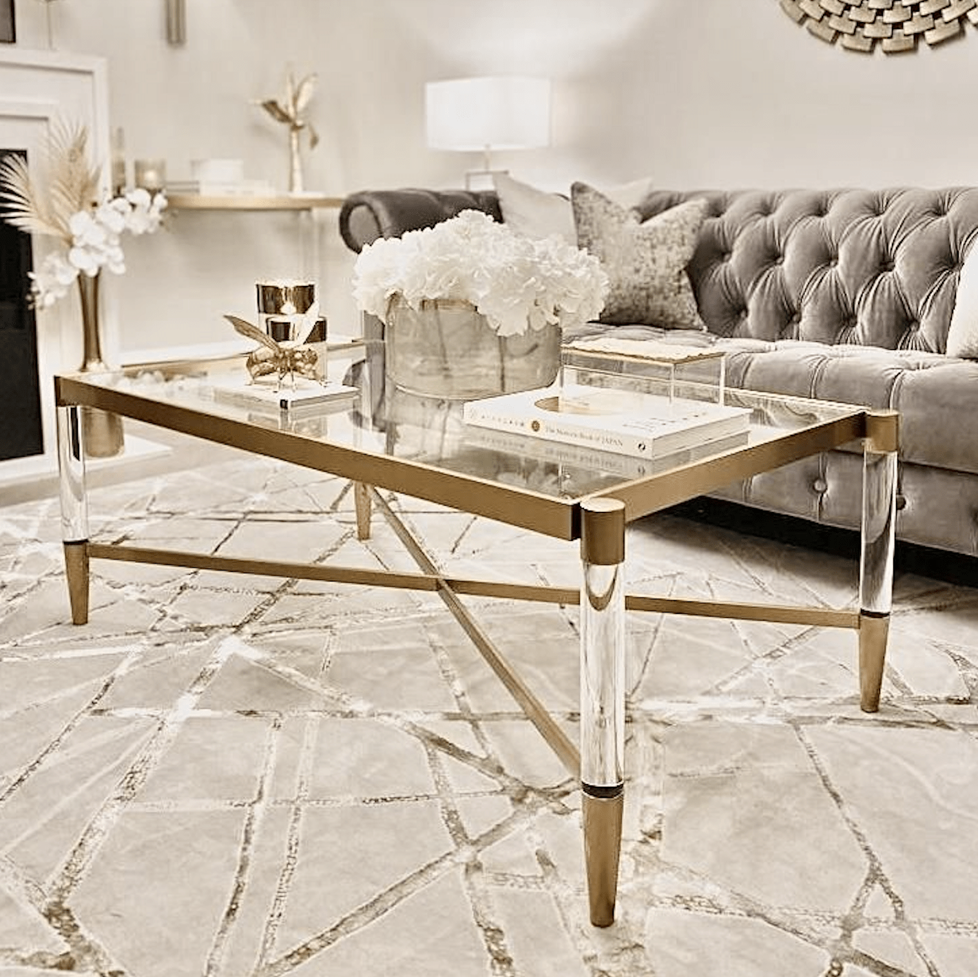 Marissa Gold & Glass Coffee Table