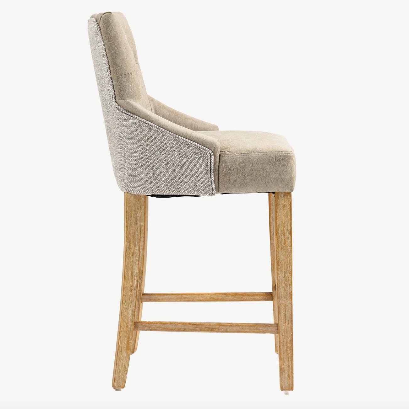 Jolie Bar Stool Mink PU with Natural Chenille (FREE delivery) - Luxury Interiors