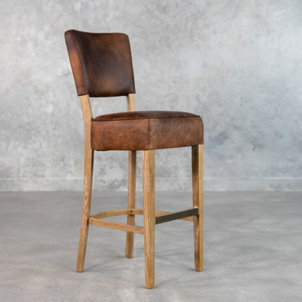 Leather Duke Bar Counter Stool (PAIR) - Luxury Interiors