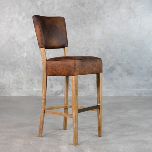 Leather Duke Bar Counter Stool (PAIR) - Luxury Interiors