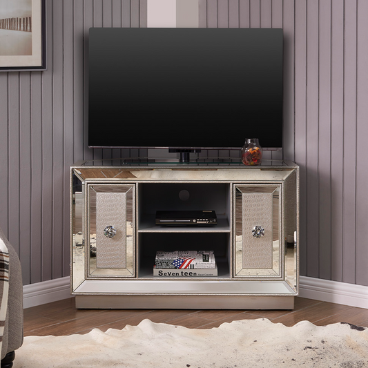 Sofia Mirrored Corner TV Unit - Luxury Interiors