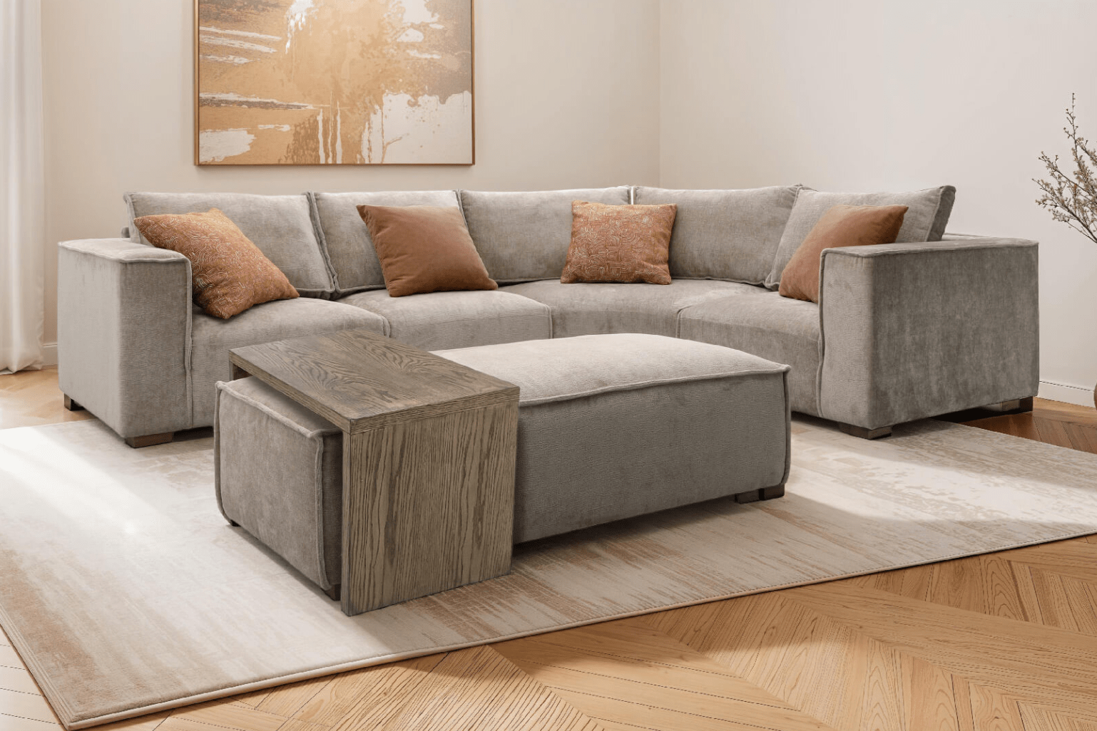 Bobbi Modular Chenille Corner Sofa - Luxury Interiors