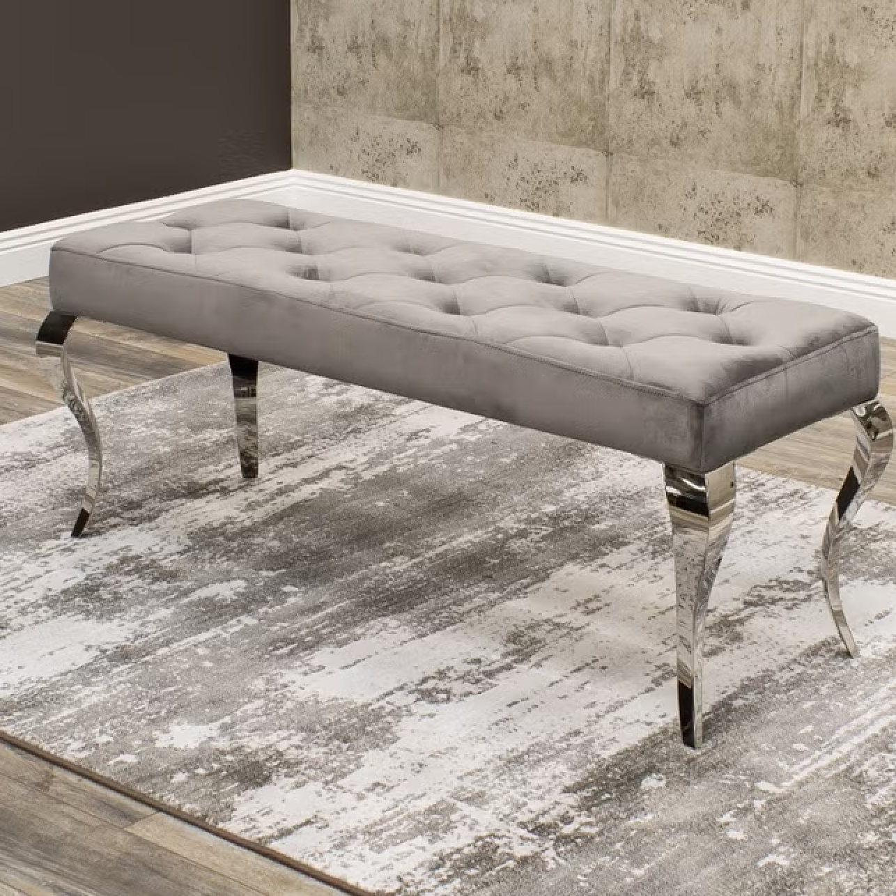 Louis Silver Velvet Bench