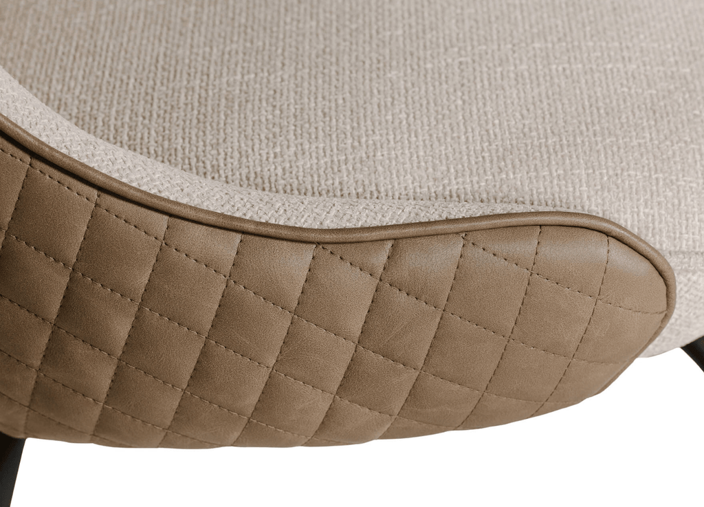 Sadia Leather & Chenille Fabric Dining Chairs (PAIR) - Luxury Interiors