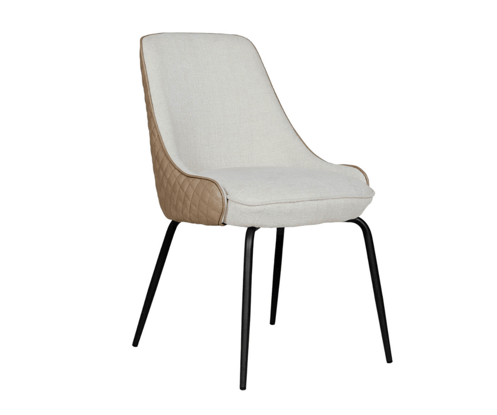 Sadia Leather & Chenille Fabric Dining Chairs (PAIR) - Luxury Interiors