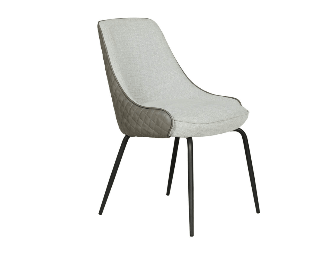 Sadia Leather & Chenille Fabric Dining Chairs (PAIR) - Luxury Interiors