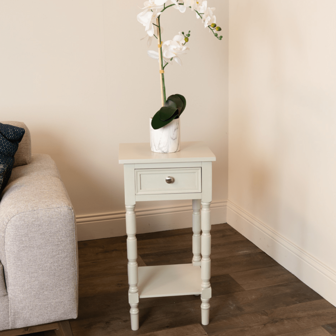 Lenny 1 drw side table subtle grey - Luxury Interiors
