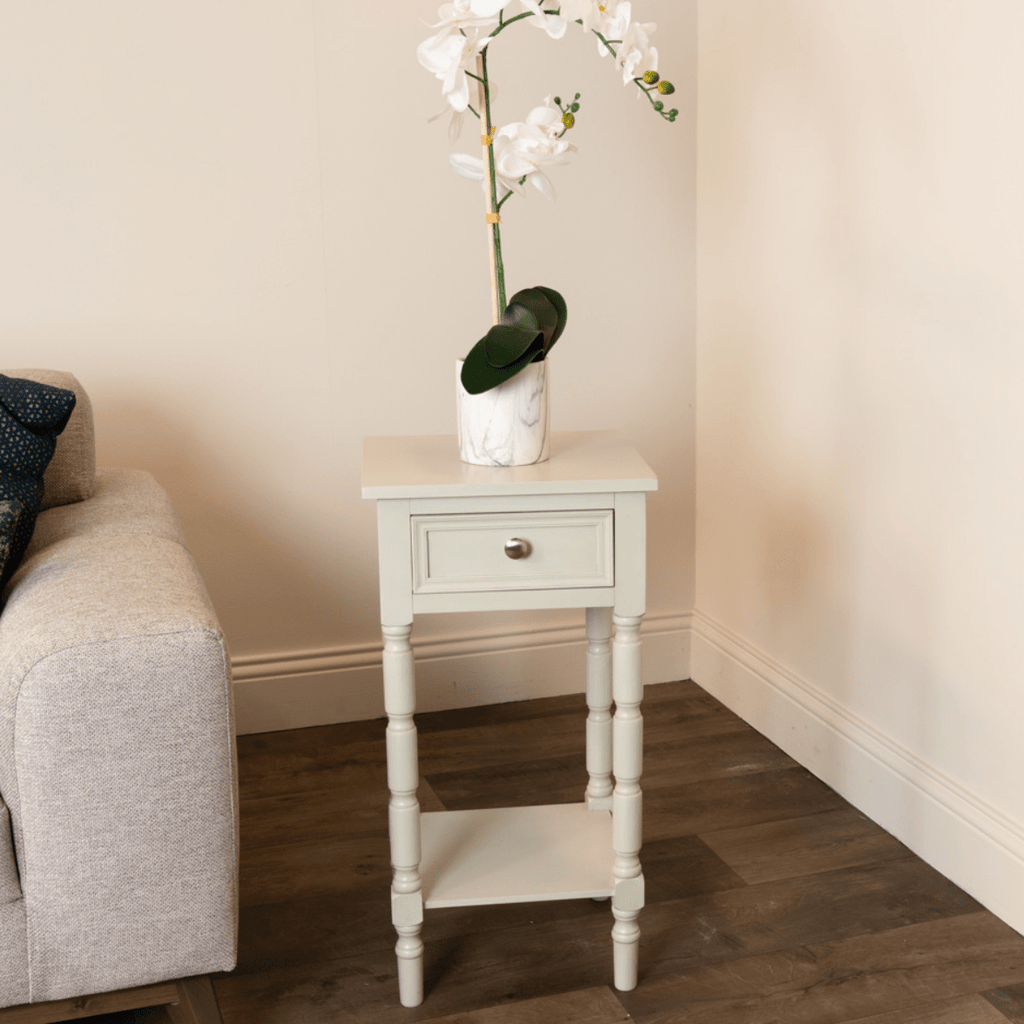 Lenny 1 drw side table subtle grey - Luxury Interiors