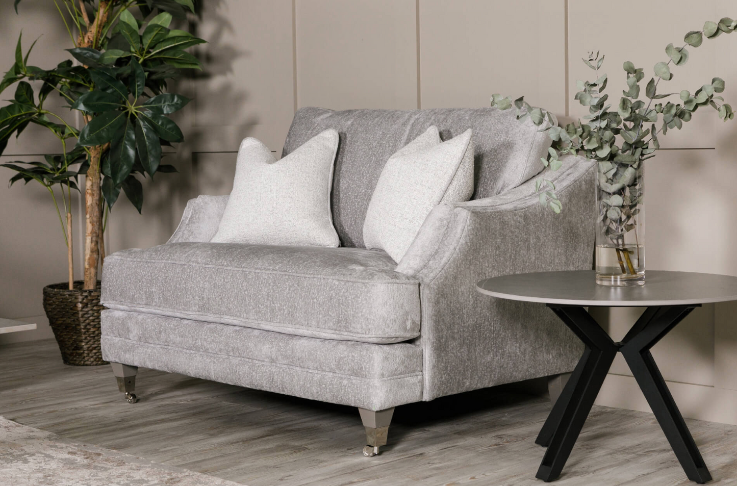 The Belvedere Scatter Back Silver Chenille Suite