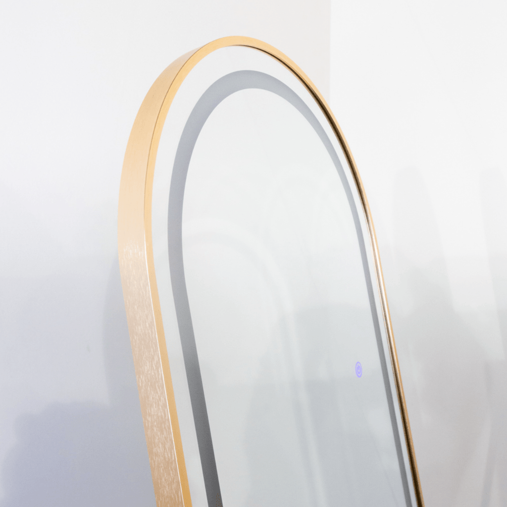 Modena Hollywood LED cheval arch mirror gold 160 x 50cm - Luxury Interiors