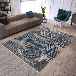 Bodrum Blue Tint Geometrical Rug - Luxury Interiors