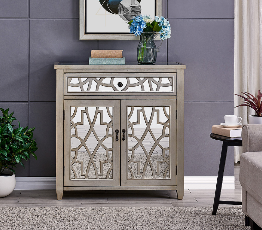 Glinda Gold Mirrored Small Sideboard - Luxury Interiors