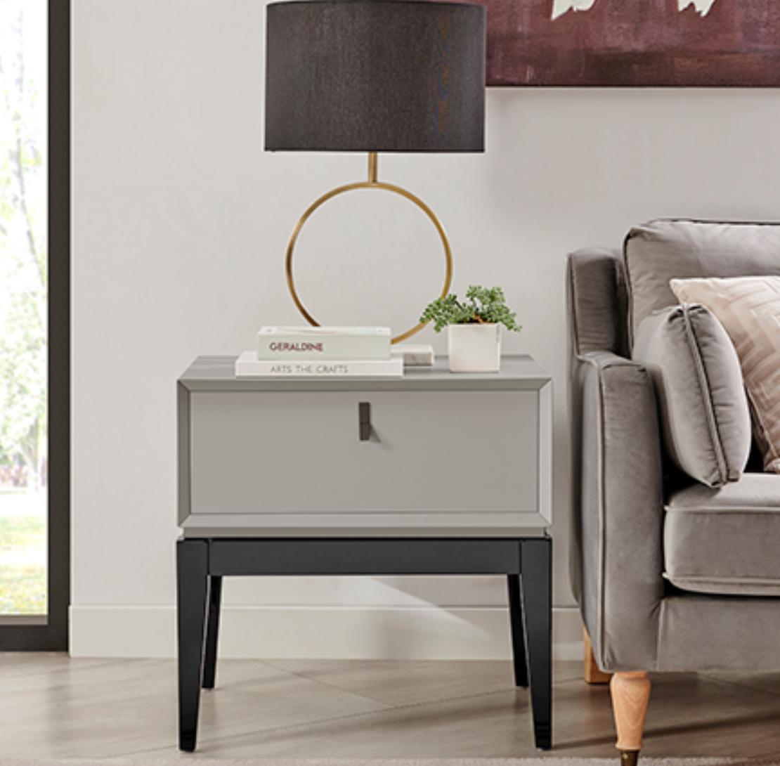Pasadena 1 Drawer End Table - Flannel Grey - Luxury Interiors