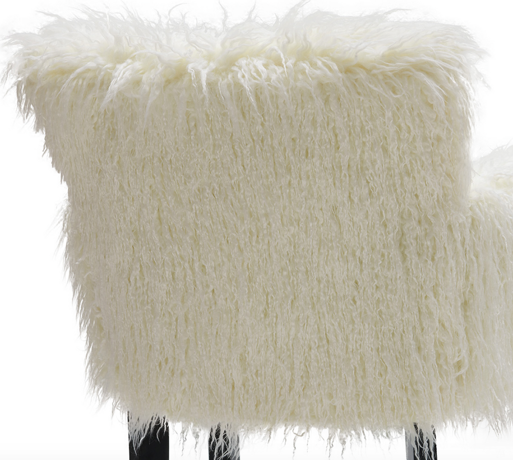Heavy Shag Faux Sheepskin Tub Chair-White - Luxury Interiors