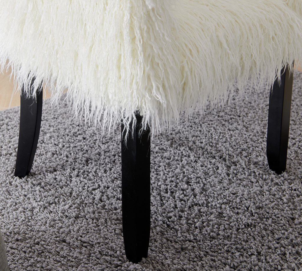 Heavy Shag Faux Sheepskin Tub Chair-White - Luxury Interiors