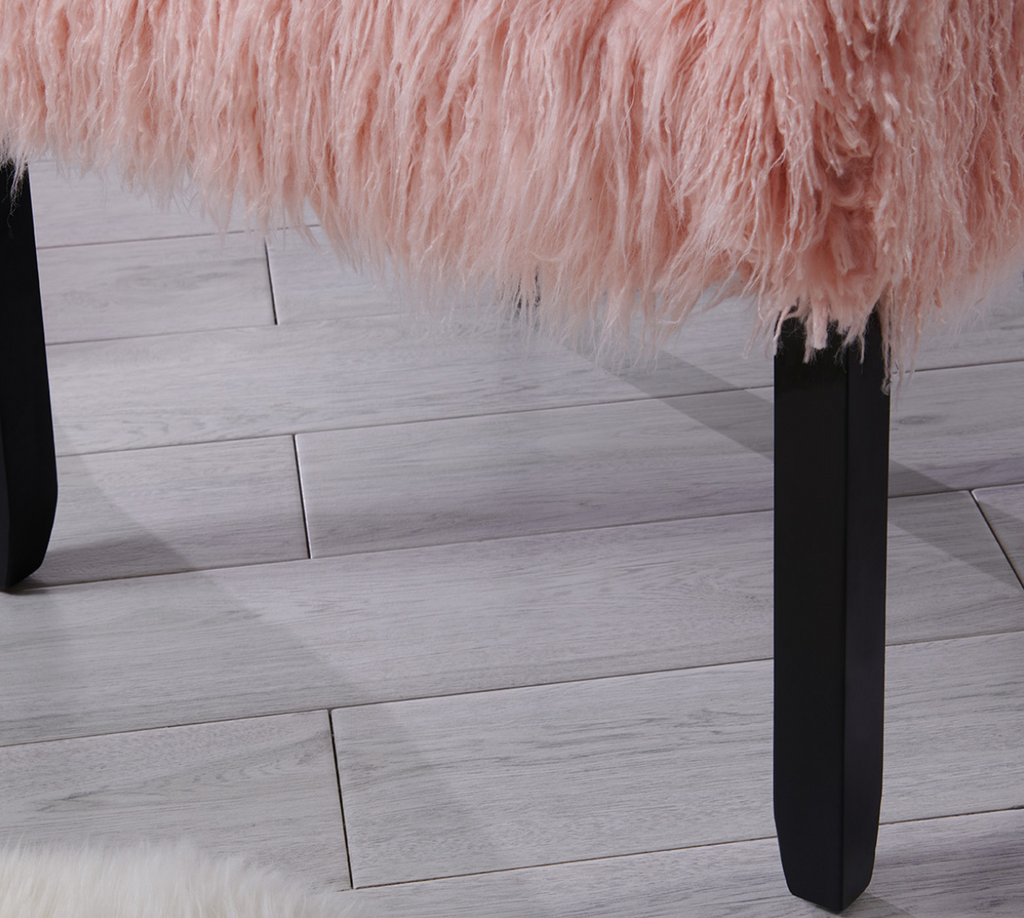 Heavy Shag Faux Sheepskin Tub Chair-Pink - Luxury Interiors