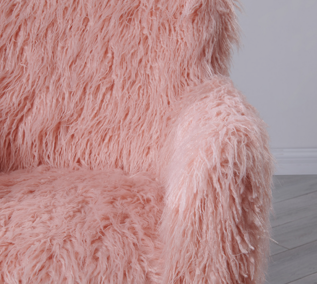 Heavy Shag Faux Sheepskin Tub Chair-Pink - Luxury Interiors