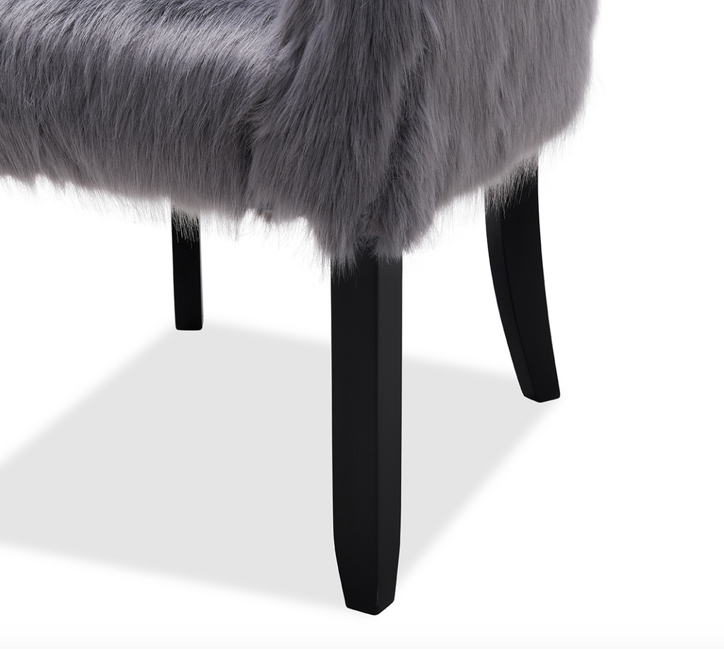 Heavy Shag Faux Sheepskin Tub Chair-Grey - Luxury Interiors