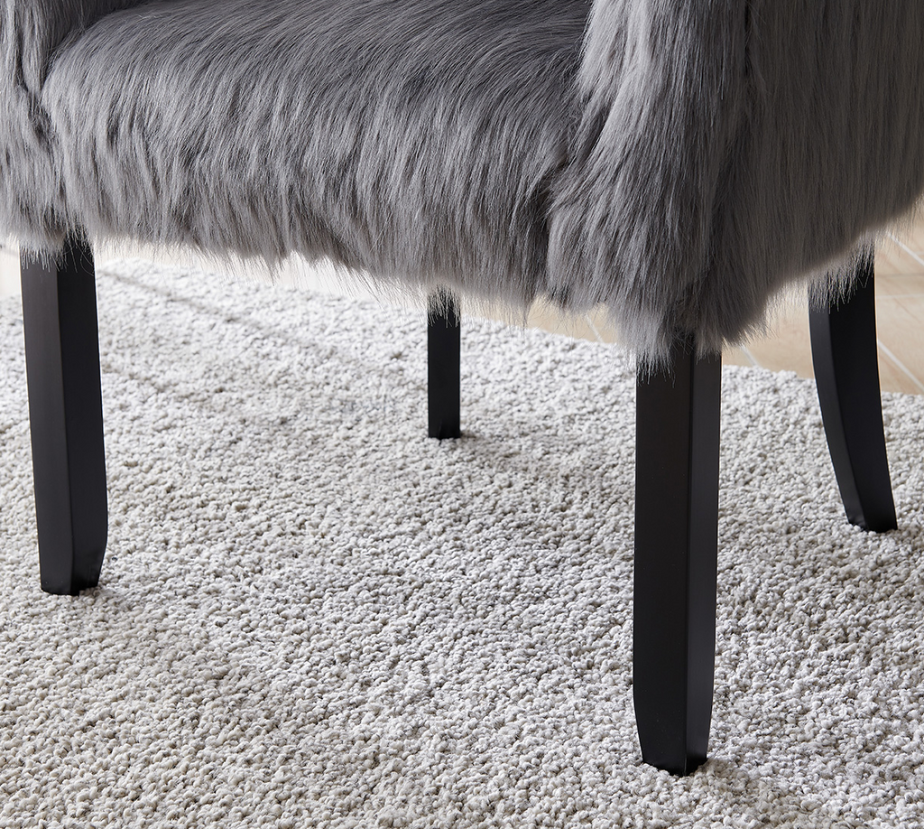 Heavy Shag Faux Sheepskin Tub Chair-Grey - Luxury Interiors