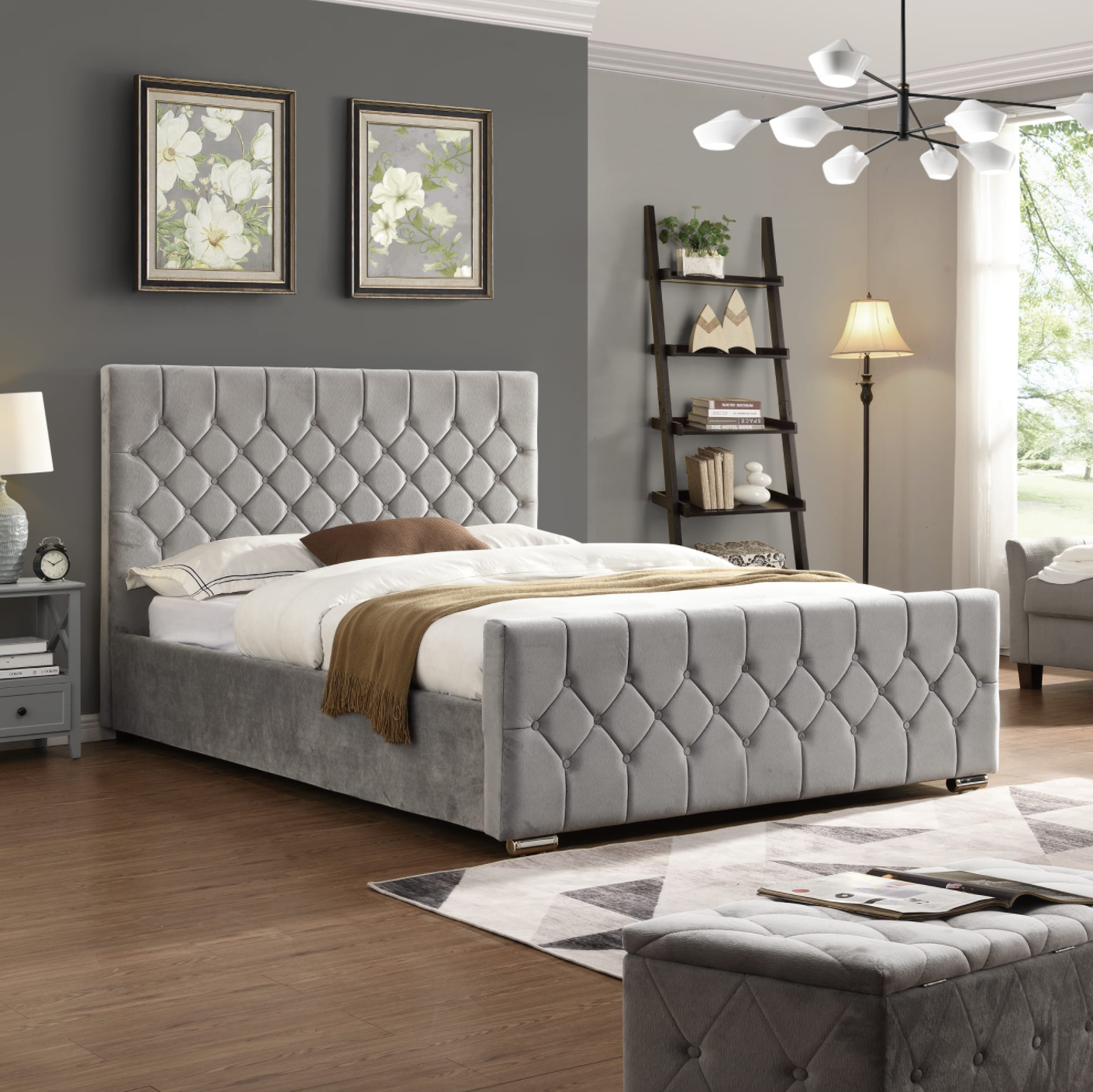 Glinda Silver Bed  (FREE DELIVERY) - Luxury Interiors