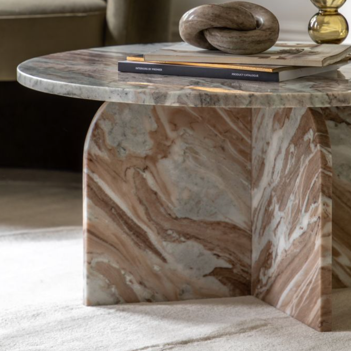 Amalfi Round Natural Marble Coffee Table - Luxury Interiors